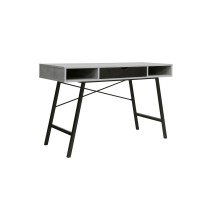 Mesa de Estudio y Trabajo con Cajones, Gris Cemento y Negro, 120x48x76cm, Patas Metálicas - Moderna y Duradera