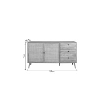 Buffet de Ratán Natural con 3 Cajones y 2 Puertas - 150x39x79 cm - Elegante Almacenamiento para Salón.